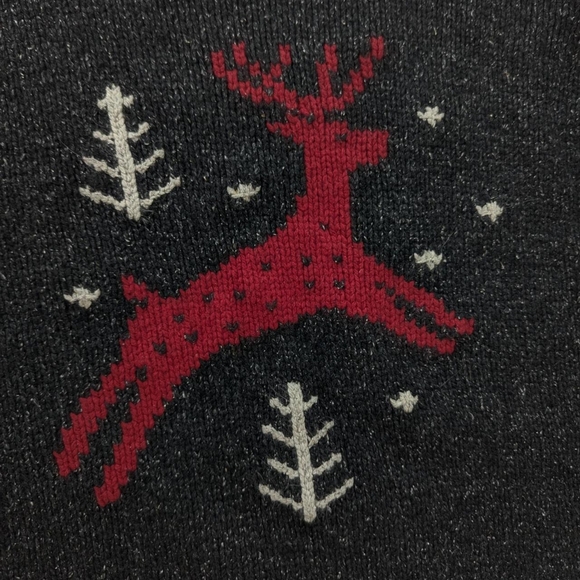 Nomadic Traders Black, White & Red Silk & Angora Blend Christmas Sweater - Picture 2 of 5